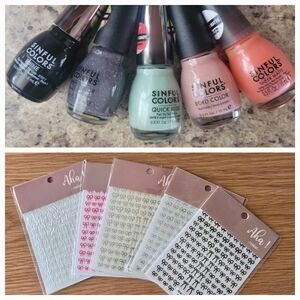 Bundle Of 5 Sinful Colors And Nail Stickers